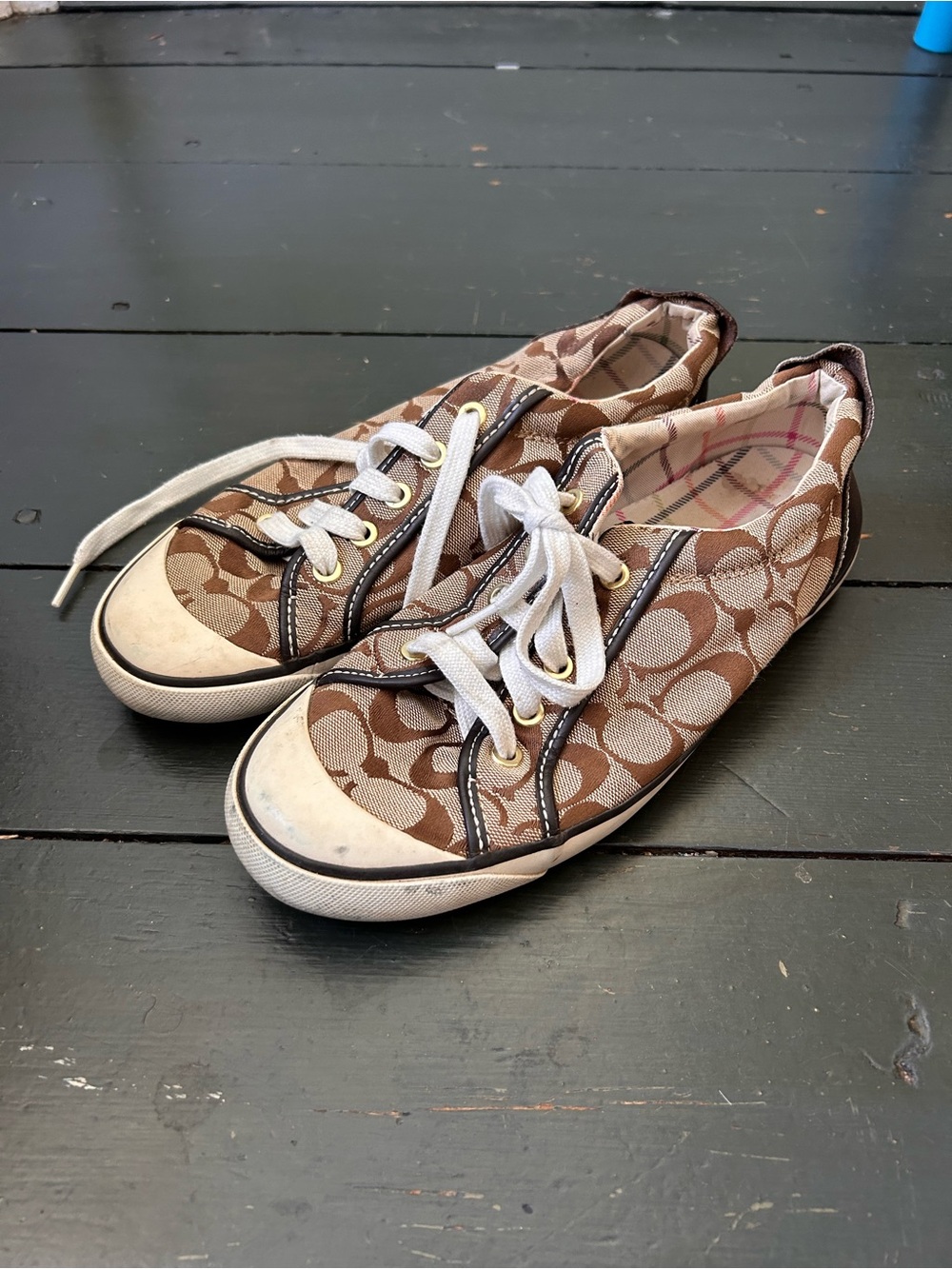 Coach Barrett Signature Canvas Sneakers Women’s Size 8/9 Brown Lace Up Shoes